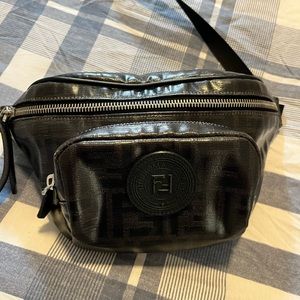 Vintage Fendi Zucca bum bag in black